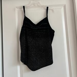 VTG CDC Evening Black Velvet Tank Top Sz 10 Sparkly Holiday NYE